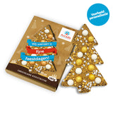 Chocolade kerstboom Goud "Fijne feestdagen" (190 gram) [Plasticvrij]