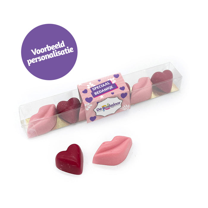 Chocolade Happy kusjes/hartjes "Speciaal bedankje" (6 stuks)