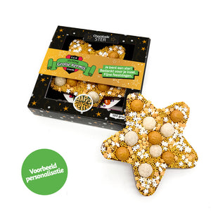 Chocolade Gouden Happy Christmas Ster (150 gram)
