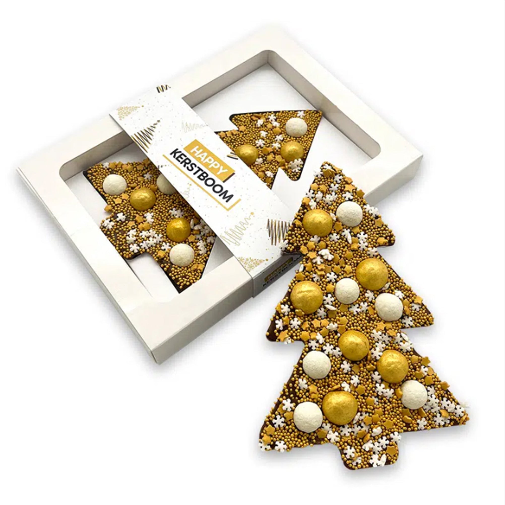 Chocolade Happy Kerstboom Goud (190 gram)