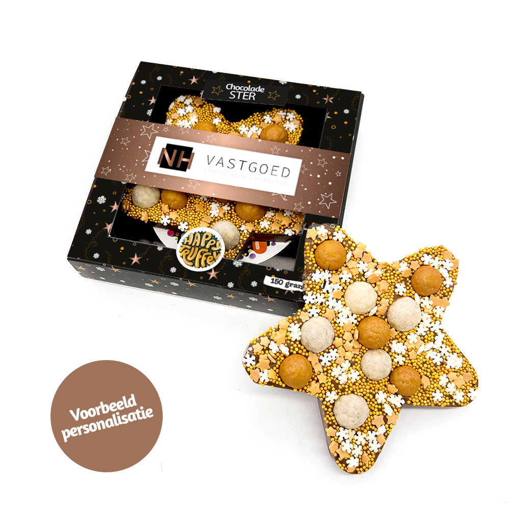 Chocolade Gouden Happy Christmas Ster (150 gram)